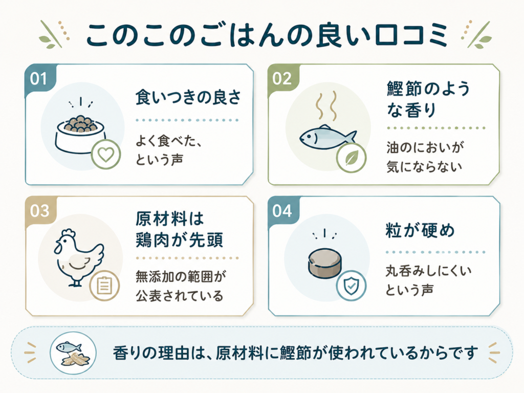 このこのごはんの良い口コミ